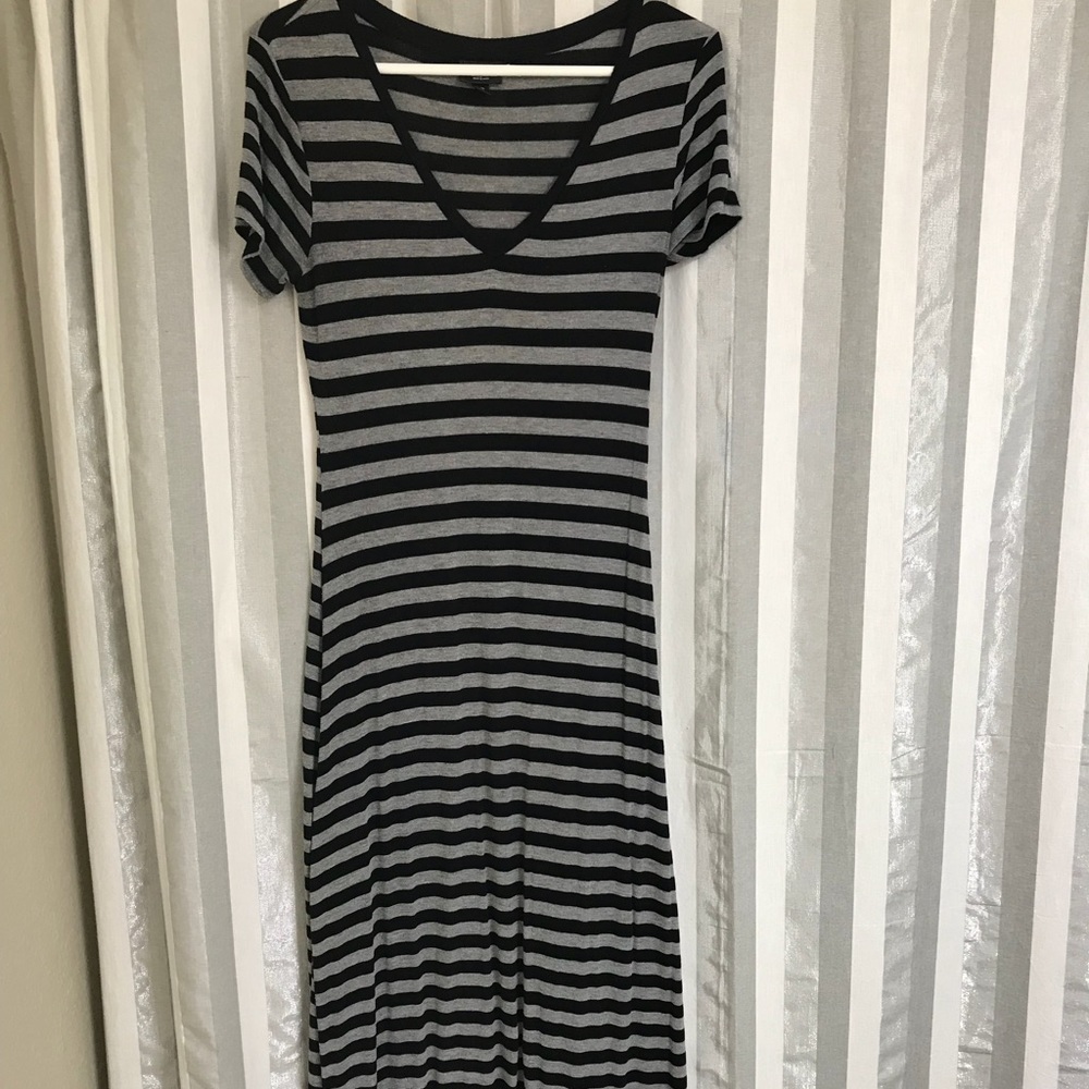 Black and gray stripped maxi dress